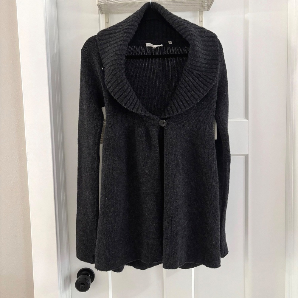 Vince Knit Open Front Cardigan‎ Wool Alpaca Cashmere Blend Gray Y2K Style Medium
